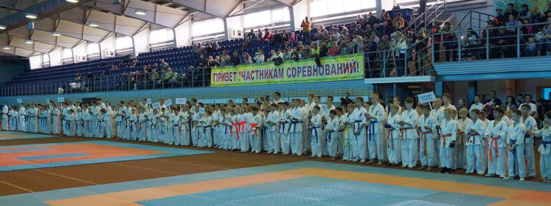 Тренера по каратэ на тренировке