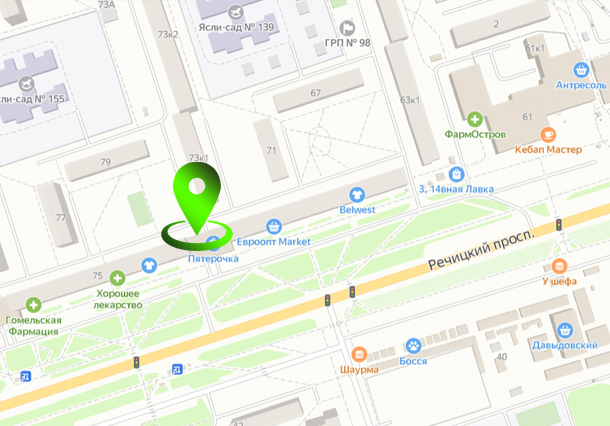 Адрес зала каратэ №5 в Гомеле на карте