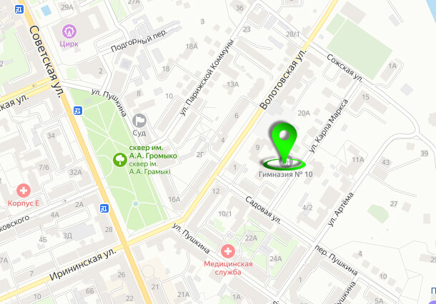 Адрес зала каратэ №1 в Гомеле на карте