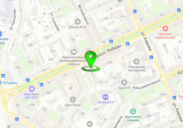 Адрес зала каратэ №4 в Гомеле на карте